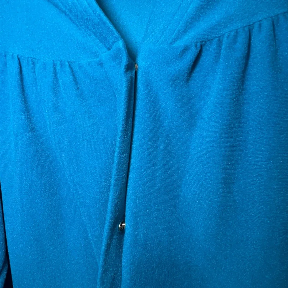 Vintage Vanity Fair Robe Size L Blue Snap Front Pockets Housecoat USA Made 80s